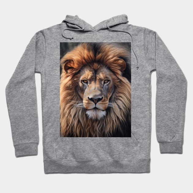 Majestic African Lion in Hyperrealistic Oil Paint - Amazing Zoo Art Hoodie by ABART BY ALEXST 